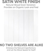 Homeforia Floating White Shelf 60 inches, High End Solid Real Wood 60inch Long Floating Shelves for Wall Mounted, White Wooden 60in Floating Shelves, Heavy Duty Bracket, 60 X 6.5 X 1.75 inch, Set of 3