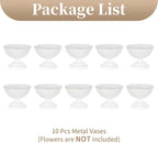 Sziqiqi Urn Vase White Centrepiece: 5.5n Small Bulk Wedding Vases for Table Set of 10 - Vintage Flower Vase for Artificial Flower Arrangement - Metal Unique Honeycomb Vases for Birthday Party