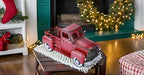 Metal Truck Decor,Farmhouse Truck Decor,Decorative Tabletop Storage & Pick-up Metal Truck Planter, 12.5" x 5.75" x 6.25" inches (Red)