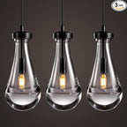 Modern Raindrop Pendant Lights Set of 3, Pendant Lights Kitchen Island 3 Pack, Matte Black Pendant Lights for Bedroom Bathroom, Chandelier for Living Room Hallway, Bulb Included