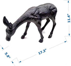 Cast Iron Deer Sculpture（11.4" Tall）, Realistic Lawn Garden Decor Statue, Lifelike Grazing Deer Figure, Outdoor/Indoor Decorative Art, Metal Animal Ornament HC3672