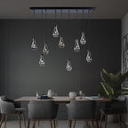 Raindrop 9-Light Chandeliers for Dining Room, Black Dining Room Lights Fixture Over Table, Teardrop Pendant Lights Kitchen Island, Adjustable Rope Hanging Lamp Ceiling for Living Room