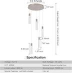 5-Light Pendant Lights for Kitchen Island, Kitchen Pendant Lighting Over Island,Integrated Modern Pendant Light with Crystal 40W,6000k Dimmable…