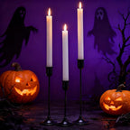 Candle Holder 3 PCS Candlestick Holders, Black Taper Candle Stick Holder, Modern Decorative Centerpiece, Halloween Decor, Gift for Home Fireplace Housewarming Candelabra Décor