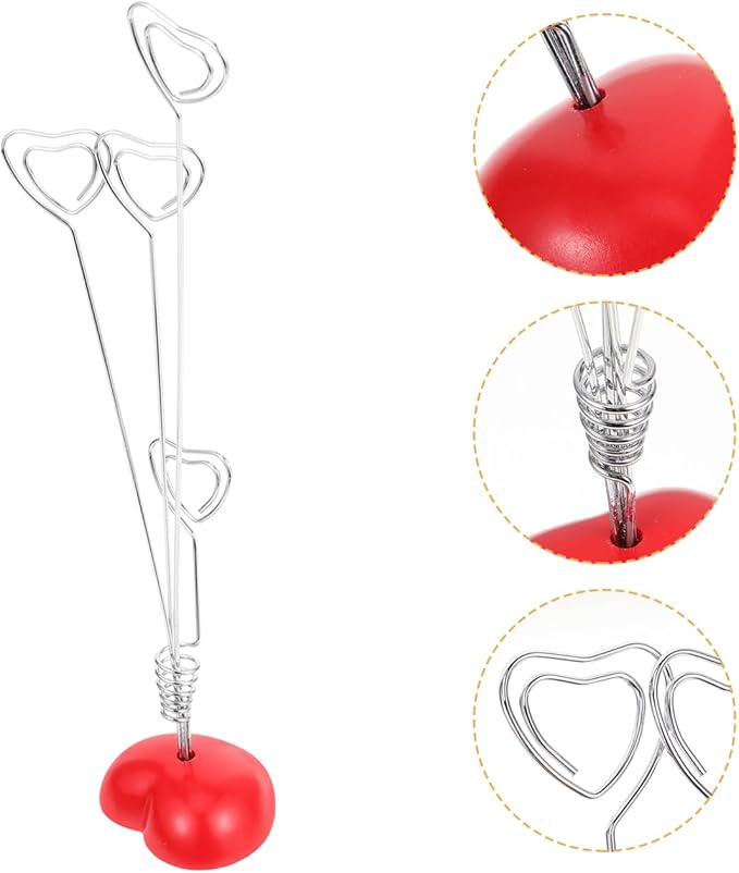 Tinksky Picture Stand-4 Clip Heart Photo Holder Card Note Memo Clip Tree Place Cards Holder
