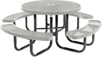 Coated Outdoor Furniture Heavy-Duty Portable Outdoor Picnic Table with Umbrella Hole, Expanded Metal Commercial-Grade Patio Dining Furniture Made in America (46" Round Top, Grey)