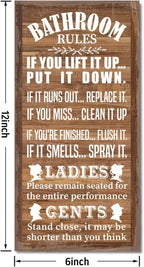 Rustic Western Bathroom Decor - Funny Wall Signs, Farmhouse Country Rules Wall Decor I1
