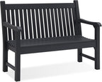 Psilvam Garden Bench, 2-Person Poly Lumber Patio Bench, All-Weather Outdoor Bench That Never Rot, Memorial Bench, Suit for Garden, Porch and Park (Black)