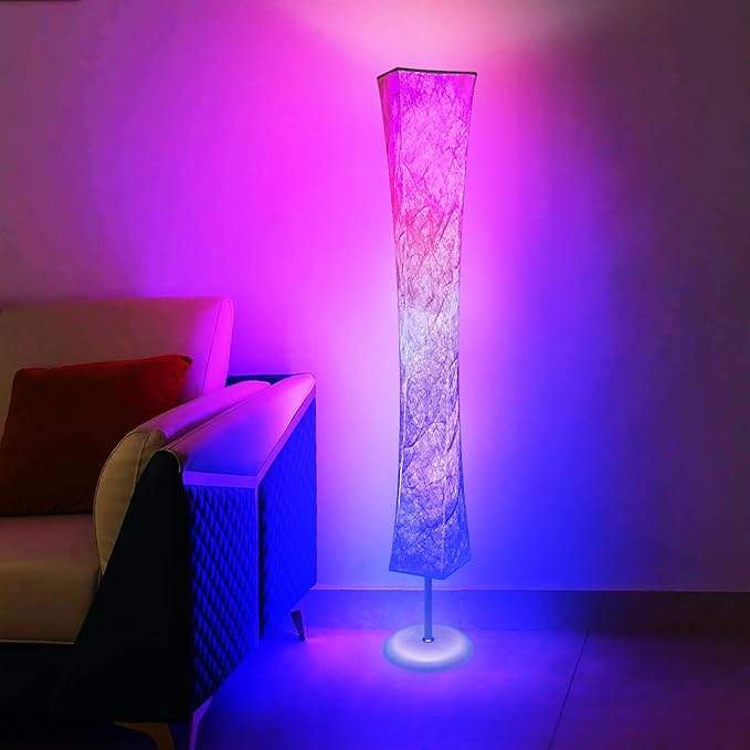 WORLD WIN Floor Lamp, 61'' Smart RGB LED Corner Lamp with Music Sync and 16 Million DIY Colors, 3 Color Temperature, APP & Remote Control, Color Changing Standing Floor Lamp with Stand
