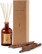 Craft & Kin Oud Wood Diffuser Reed Diffuser | All Natural Essential Oil & 8 Rattan Scent Sticks | Reed Diffusers for Home, Bathroom | Long Lasting Home Fragrance in Amber Glass, 5.75oz