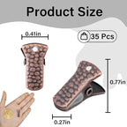 35 Pack Mini Metal Alligator Clips for Crafts Non-Slip Silicone-Coated Retro DIY Badge Small Spring Clips (Copper)