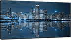 LevvArts Modern City Wall Art Chicago Downtown at Night Picture Print on Canvas Building Artwork for Office Living Room Wall Decoration