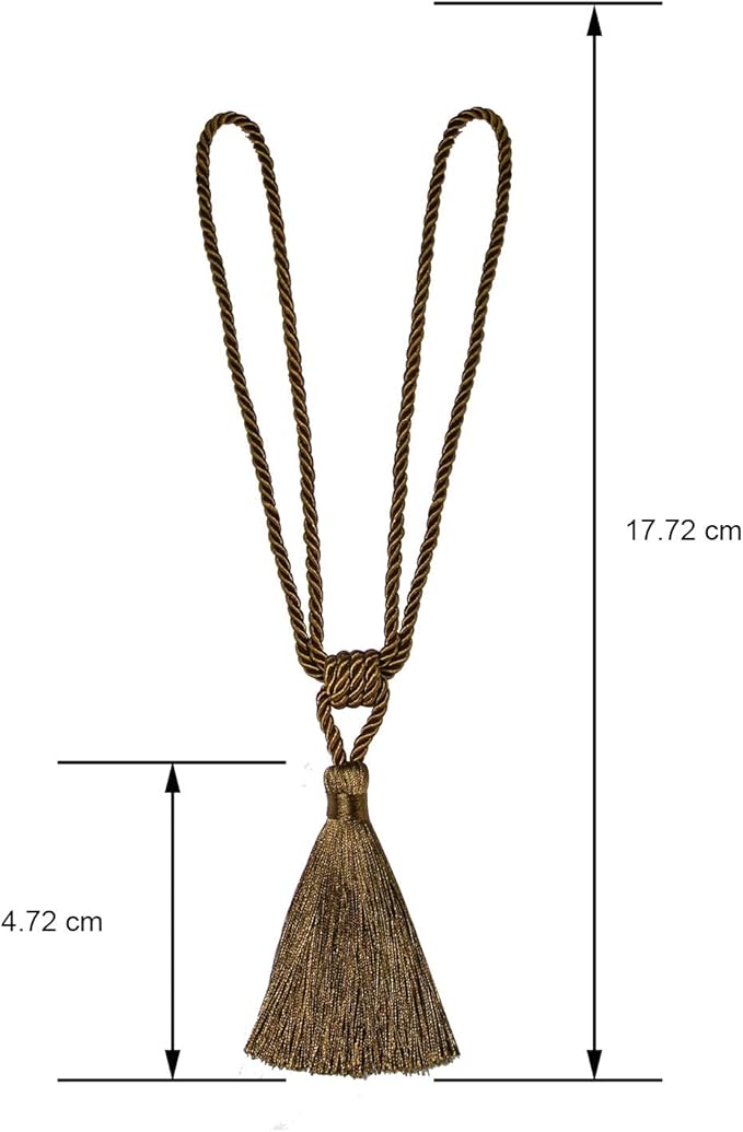 Fenghuangwu Curtain Tiebacks Tassel Tie-Backs, Rope Curtain tie Backs Handmade Curtain Holdbacks Made from Polyester (Coffee, 4p)