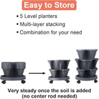 Vertical Planter 5 Tier Stackable Planters Garden Planters Strawberry Herb Flower and Vegetable Planter Indoor Outdoor Gardening Pots with Removable Wheels and Tools