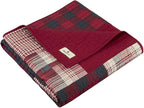 Woolrich Luxury Quilted Throw - Cabin Lifestyle, Patchwork with Moose Design All Season, Lightweight and Breathable Cozy Bedding Layer Throws for Couch Sofa, 50" W x 70" L, Sunset Red