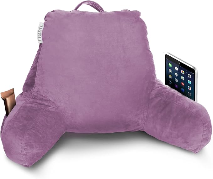 Nestl Reading Pillow for Kids, Small Bed Pillow, Back Pillow for Sitting in Bed, Memory Foam Chair Pillow, Reading & Bed Rest Pillows, Lavender Dream Back Pillow for Bed, Arm Pillow with Pockets