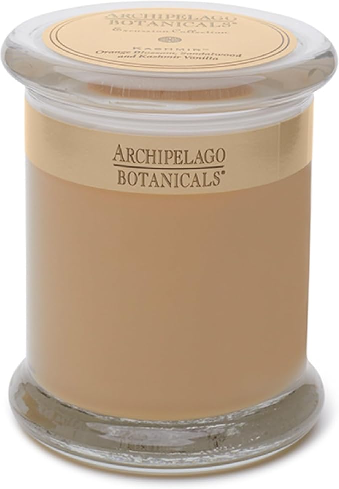 Archipelago Botanicals Kashmir Glass Jar Candle, Kashmir Vanilla, Orange Blossom and Sandalwood Scent, Lead-Free Candle Wicks, Burns Approx. 60 Hours (8.6 oz)