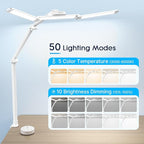 Syrinx Desk Lamp with Gesture Sensor Switch and Remote Control, 24W Bright LED Desk Lamps for Home Office with 50 Light Modes Adjustable Desk Lamp with Clamp for Tables Up to 2.95 inches Thick