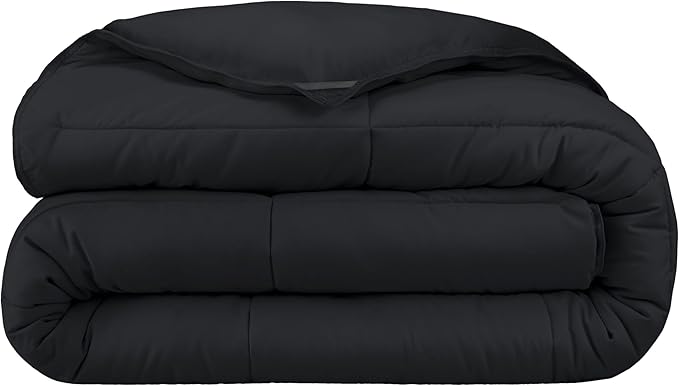 Bare Home Duvet Insert Comforter - Twin/Twin Extra Long - 8 Duvet Loops - Goose Down Alternative - Ultra-Soft - Premium 1800 Series - All Season Warmth - Bedding Comforter (Twin/Twin XL, Black)