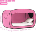 Bed Tent Twin Bed Canopy Portable Dream Tent for Adult Indoor Sleeping Tents with 2 Doors Breathable Private Space Tents, Pink
