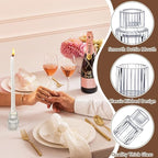 24 Pcs Taper Glass Candlestick Holders, Small Candle Stick Holder Wedding Decor Table Centerpiece Bulk for Christmas Party Living Room Dinner Home Bridal Showers Decorations