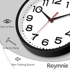 Wall Clock 18 Inch Silent Non-Ticking Modern Clock Battery Operated Classic Simple Minimalist Analog Decorative for Kitchen, Living Room,Office, Bedroom, Bathroom (Black)