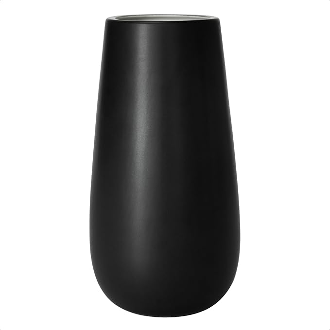 D'vine Dev 10 Inch Ebony Black Elegant Oval Ceramic Vase for Flowers, Home Décor Vase with Design Box, VS-LD-B-5