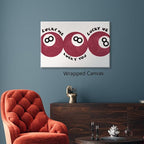 Red 8 Ball Poster, Lucky Me Lucky You Lucky Us Quote Canvas Wall Art, Playful Billiards Balls Picture Print, Retro 8ball Pool Painting for Bar Cart Game Room Man Caves Wall 12x16in Framed