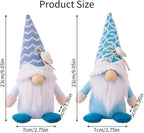 Summer Gnomes Decorations, Beach Gnome Plush Decor for Home Ocean Day Gnomes Tiered Tray Decor Handmade Tomte Swedish Nisse Scandinavian Elf Dwarf,Birthday Gnome Gifts, White