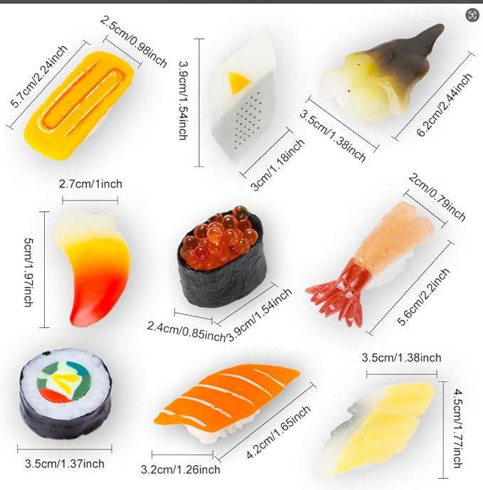 9Pcs Cute Simulation Sushi Fridge Magnets,Locker Decor,Japanese Food Fun Decorative Magnets for Refrigerator, Whiteboard,Kitchen