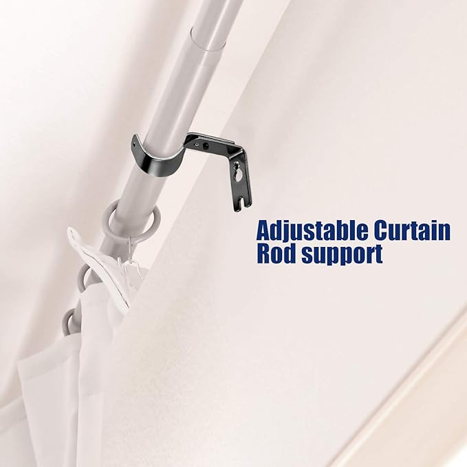 Frienda 12 Pcs Curtain Rod Brackets Adjustable Holder Wall for 1 Inch Diameter Curtain Rod General Bracket Hooks with Screws (Bright Black)