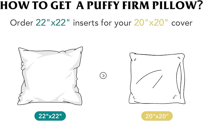 Oubonun 22 x 22 Throw Pillow Inserts - Soft, Plush & Decorative Down Alternative Pillows for Couch Sofa Bed, Machine Washable - White, Pack of 4