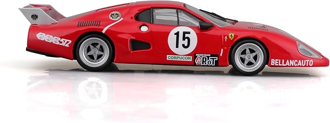 1:43 B18-36308 F-errari LaFerrari Racing 512 BB (II Serie) 1981, Red #15 Alloy Car Die Cast Car Model (512 BB 1981, #15)