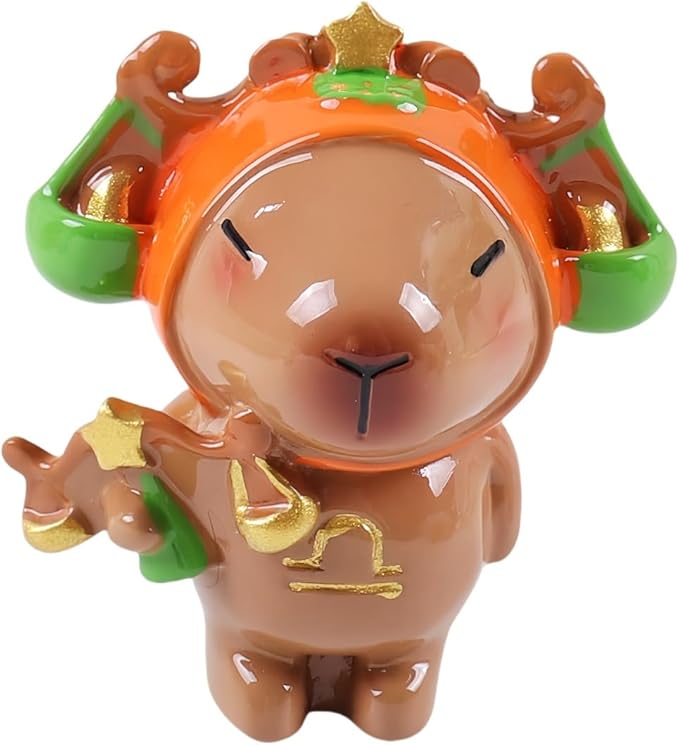Capybara Zodiac Figurine, Libra Animal Theme Desk Decor, Resin Collectible (Libra)
