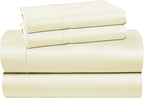 Tencel Sheets 4 Piece Queen Size - 100% Eucalyptus Lyocell Queen Sheets Set - Soft, Cooling & Breathable for Hot Sleepers - 16” Deep Pockets Hotel Quality Bedding Set - Ivory