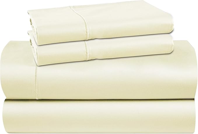 Tencel Sheets 4 Piece Full XL Size - 100% Eucalyptus Lyocell Full XL Sheets Set - Soft, Cooling & Breathable for Hot Sleepers - 16” Deep Pockets Hotel Quality Bedding Set - Ivory