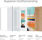 Homeforia 12x18 Frame White Wood, High End Oak 12x18 Poster Frame White with Mat 8.5x11 Print, 12 x 18 Wooden Picture Frames Matted to 8.5 by 11 Photo, 18x12 Frames, Tempered Glass, Wall Kit, Set of 1