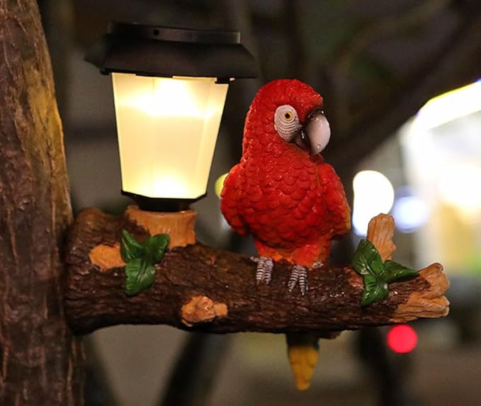 ParrotTree Hugger with Solar Lantern Outdoor Garden Hanging Statues Fence Solar Lights Ideal Parrot Housewarming&Birthday Gifts for Grandma Mom Women