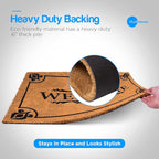 PLUS Haven Coco Coir Door Mat with Heavy Duty Backing, Natural Welcome Doormat, 17.5”x30” for Entrance, Front Porch, Easy to Clean Entry Mat, Outdoor and Indoor Uses, Home Décor