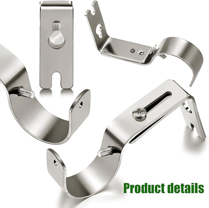 6 Pieces Curtain Rod Brackets General Adjustable Curtain Rod Holder Wall Bracket Hooks Outside Mounted Blinds Curtain Rod Bracket with Screws for 1 Inch Diameter Curtain Rod (Antique Silver)