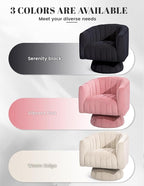 Kromax Swivel Accent Chair with Armrest, Mid Century 360 Degree Swivel Barrel Chair Overstuffed Tufted Velvet, Ideal for Living Room, Bedroom, Reading Room, Black