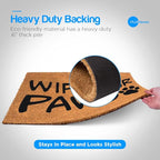 PLUS Haven Coco Coir Door Mat with Heavy Duty Backing, Natural Wipe Your Paws Doormat, 17.5”x30” for Entrance, Front Porch, Easy to Clean Entry Mat, Outdoor and Indoor Uses, Home Decor