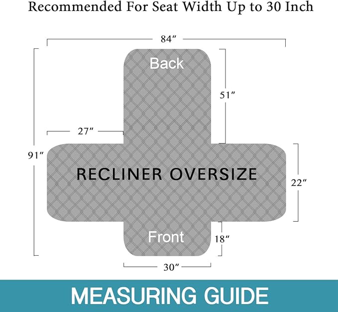 Flamingo P 100% Waterproof Recliner Chair Covers Quilted Reclining Chair Slipcover Furniture Protector Pet Couch Covers with Non Slip Backing, Seat Width Up to 30 Inch, Taupe