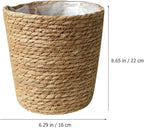 Home Decor Woven Straw Flower Pot Seagrass Planters Basket Garden Plant Pot Containers Wicker Rattan Vase Sundries Organizer Storage Bins for Indoor Outdoor Plants Vintage Decor