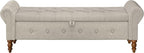 Storage Ottoman Bench for Bedroom, Linen 52" End of Bed Bench with Rolled Arms Upholstered Ottoman Bench Fit for Bedroom, Living Room, Entryway, Linen Gray