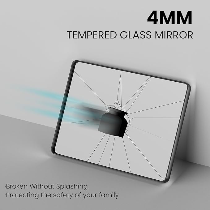 Brushed Nickel Bathroom Mirror 36x36 Inch, Brushed Silver Metal Frame Mirror Wall Mounted, Rounded Bathroom Vanity Mirror, Tempered Glass, Anti-Rust, Horizontal/Vertical