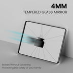 White Bathroom Mirror 36x36 Inch, White Metal Framed Bathroom Mirror for Wall, Rounded Rectangle Matte Bathroom Vanity Mirror, Tempered Glass, Anti-Rust, Horizontal/Vertical