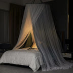 Kertnic Luxurious Bed Canopy for Girls & Adults - Double Layer Princess Canopy with Lace, Round Dome Mosquito Netting for Queen/King Bed Tent (Peacock Blue)