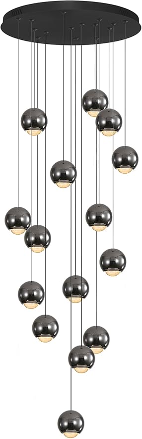 Staircase Chandelier Modern Crystal Pendant Light Large Chandeliers for High Ceilings Crystal Raindrop Chandelier High Ceiling Light for Living Room Stair Entryway Hallway Foyer D24''xH118''