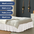 Wrap Around Dust Ruffle Bed Skirt - Antique White - for Full Size Beds w/ 12 Inch Drop - Easy Fit Elastic Strap - Adjustable Pleated Bedskirt w/Brushed Fabric, Wrinkle Free Women, Men, Kids & Teens